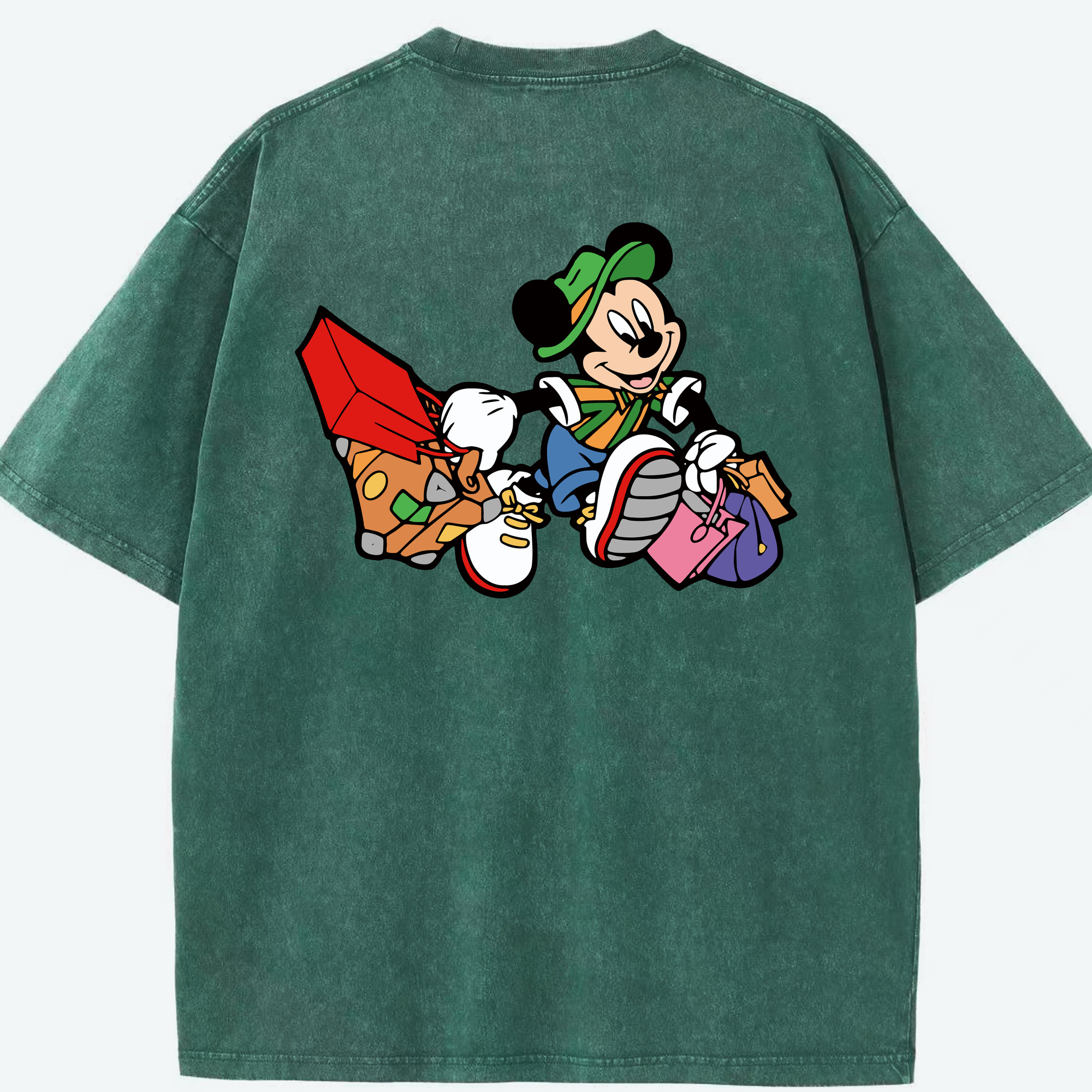 （画像用） ミッキーマウス Mickey Mouse 綿100% ヴィンテージ風 半袖Tシャツ（背面プリント）